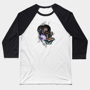 Surreal Female and Floral Collage Art Baseball T-Shirt